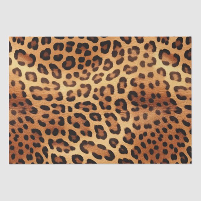 Papel De Seda Impresión de Leopardo Dorado negro marrón (Anverso)
