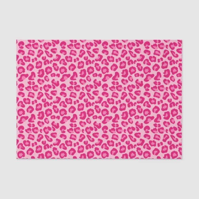 Papel De Seda Impresión de leopardo en rosa pastel, rosa calient (Anverso)