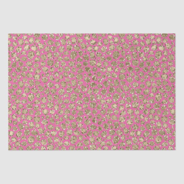 Papel De Seda Impresión de Leopardo Glitz rosa dorado (Anverso)