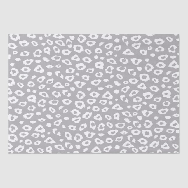 Papel De Seda Impresión de leopardo gris y blanco (Anverso)