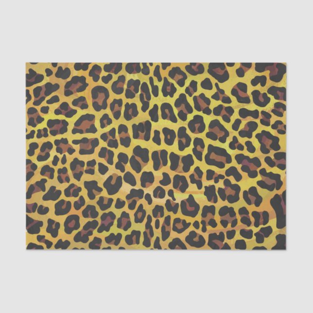 Papel De Seda Impresión de leopardo marrón y amarillo (Anverso)