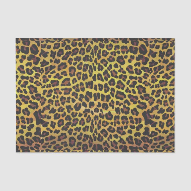 Papel De Seda Impresión de leopardo marrón y amarillo (Anverso)