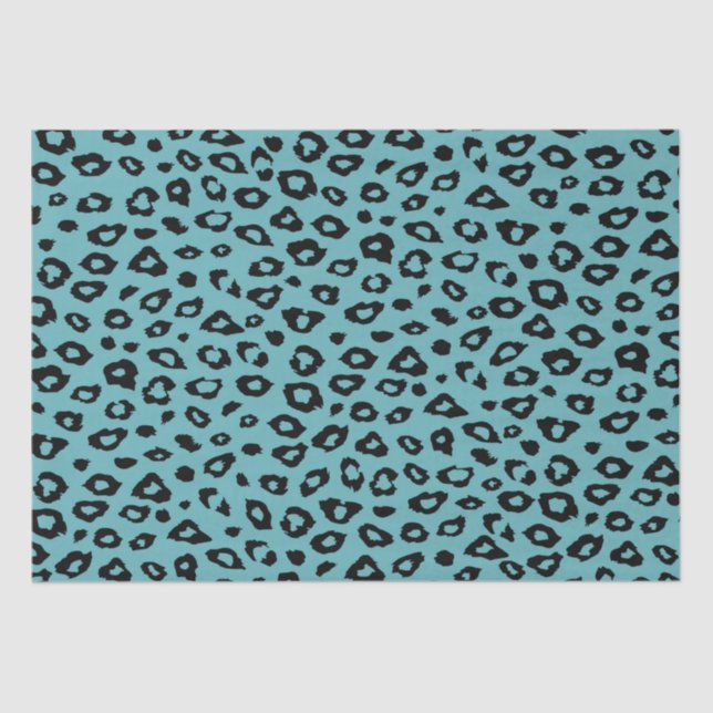 Papel De Seda Impresión de leopardo negro de Aqua (Anverso)