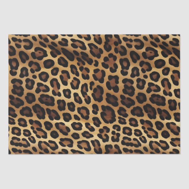 Papel De Seda Impresión de leopardo negro dorado (Anverso)