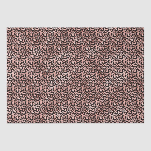 Papel De Seda Impresión de leopardo negro rosa (Anverso)