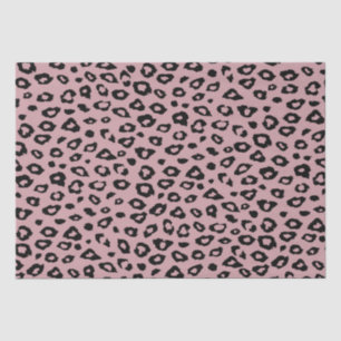 Papel De Seda Impresión de leopardo negro rosa