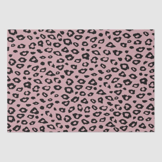 Papel De Seda Impresión de leopardo negro rosa (Anverso)