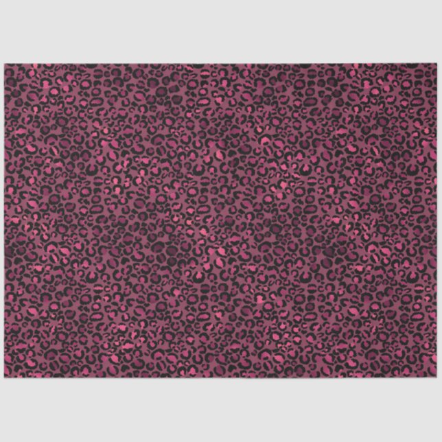 Papel De Seda Impresión de leopardo negro rosa Glam (Anverso)