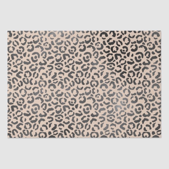 Papel De Seda Impresión de leopardo negro y crema (Anverso)