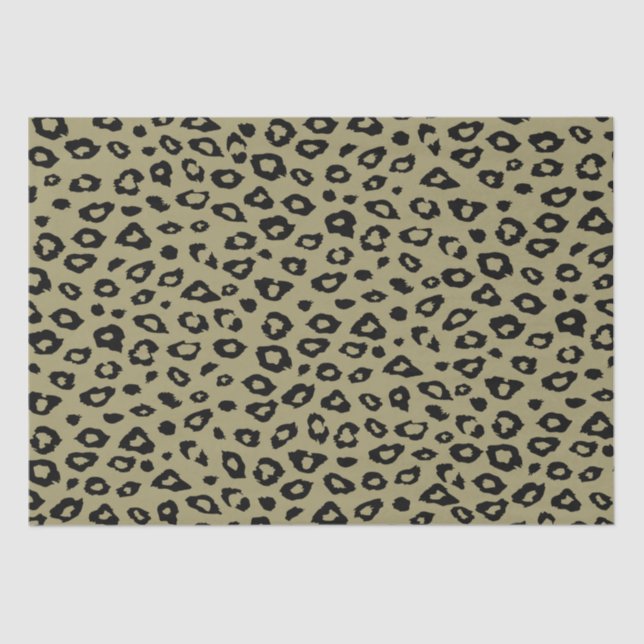 Papel De Seda Impresión de leopardo negro y dorado (Anverso)