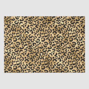 Papel De Seda Impresión de leopardo negro y dorado, impresión de