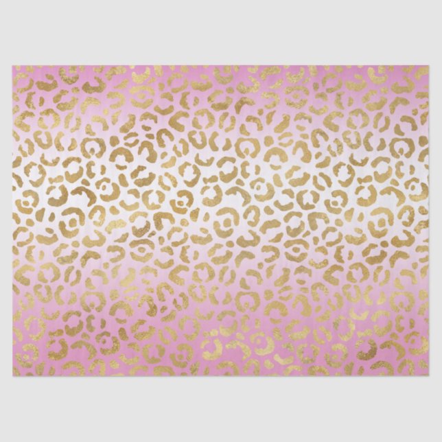 Papel De Seda Impresión de Leopardo Ombre Rosa      (Anverso)