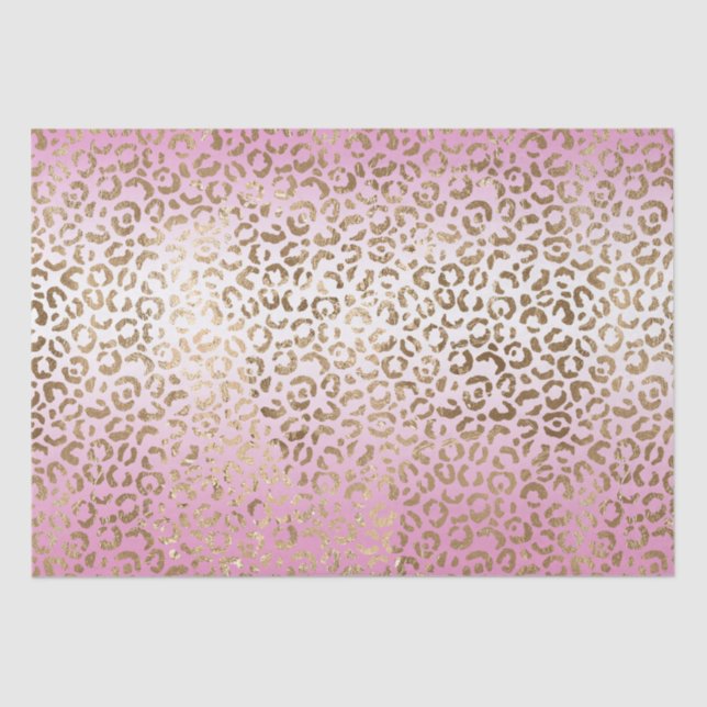 Papel De Seda Impresión de Leopardo Ombre Rosa (Anverso)