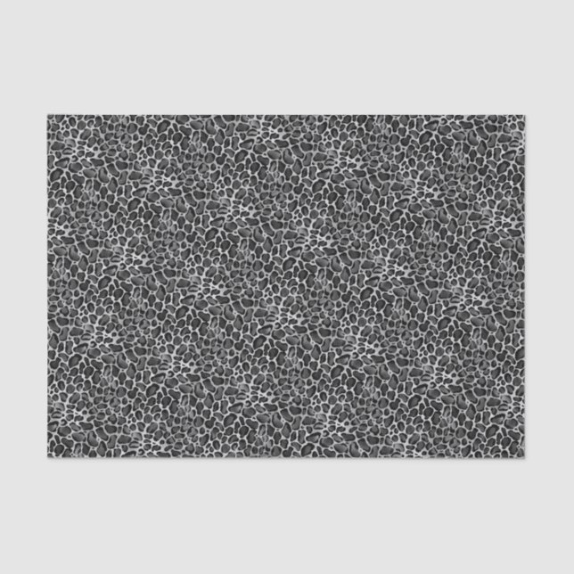 Papel De Seda Impresión de leopardo pequeño Glam Metallic Silver (Anverso)