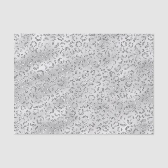 Papel De Seda Impresión de leopardo Purpurina de imitación gris  (Anverso)