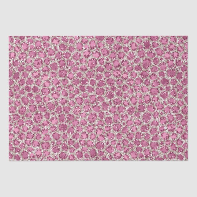 Papel De Seda Impresión de leopardo Purpurina Glitzy Glam Girly  (Anverso)