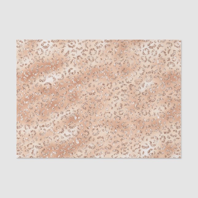 Papel De Seda Impresión de leopardo Purpurina Rosa Gold Faux (Anverso)
