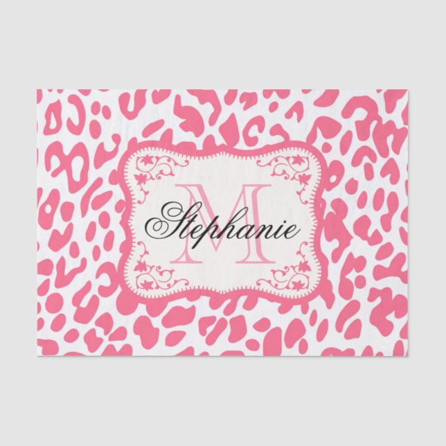 Papel De Seda Impresión de leopardo rosa (Anverso)