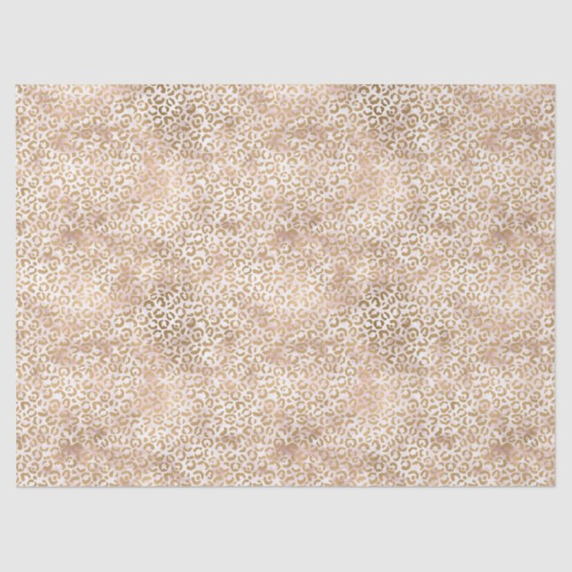 Papel De Seda Impresión de Leopardo Rosa Girly Glam Gold (Anverso)