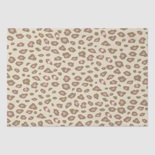 Papel De Seda Impresión de leopardo rosa y crema (Anverso)