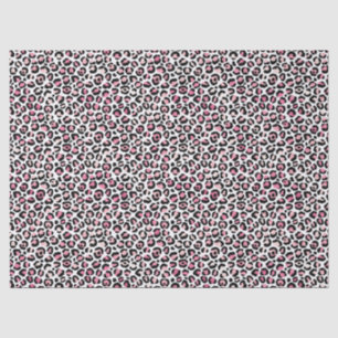 Papel De Seda Impresión de leopardo rosado en desenlace blanco