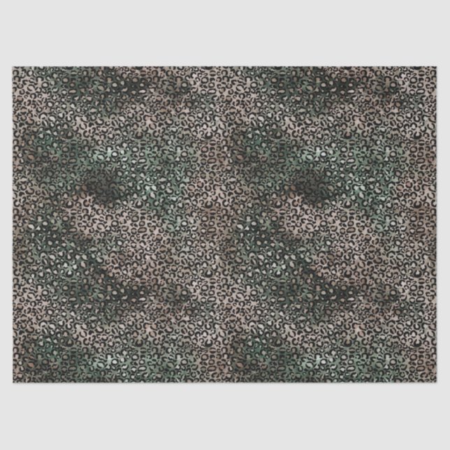Papel De Seda Impresión de leopardo verde verde verde azulado (Anverso)