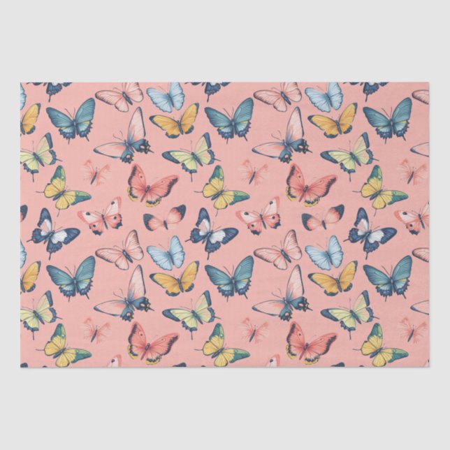 Papel De Seda Impresión de mariposa de color (Anverso)