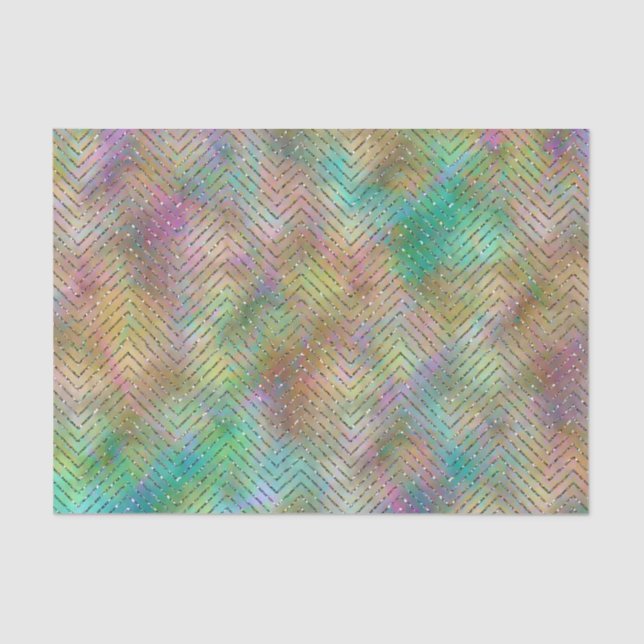 Papel De Seda Impresión de patrón de cheurón de luces de arcoíri (Anverso)