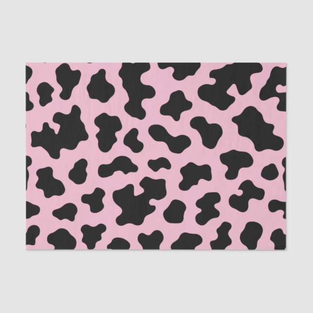 Papel De Seda Impresión de Piel de vaca de vaca negro y rosa (Anverso)
