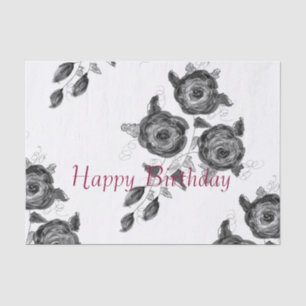 Papel De Seda Impresión de rosa en blanco y negro