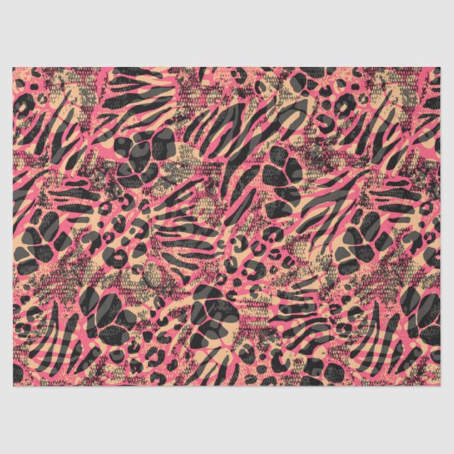 Papel De Seda Impresión de Safari Animal de Acuarela (Anverso)