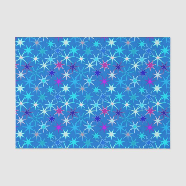 Papel De Seda Impresión de Starburst moderna, azul ceruleano pro (Anverso)