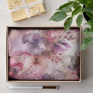 Papel De Seda Impresión de tinta para alcohol de flores rosadas
