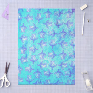 Papel De Seda Impresión de tortuga azul