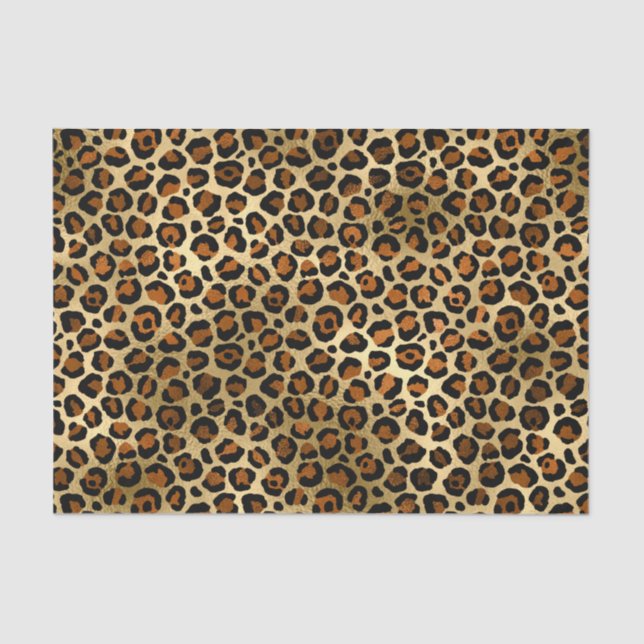 Papel De Seda Impresión de un animal elegante de leopardo de oro (Anverso)