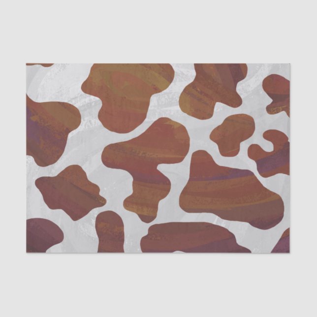 Papel De Seda Impresión de vaca marrón y blanco (Anverso)