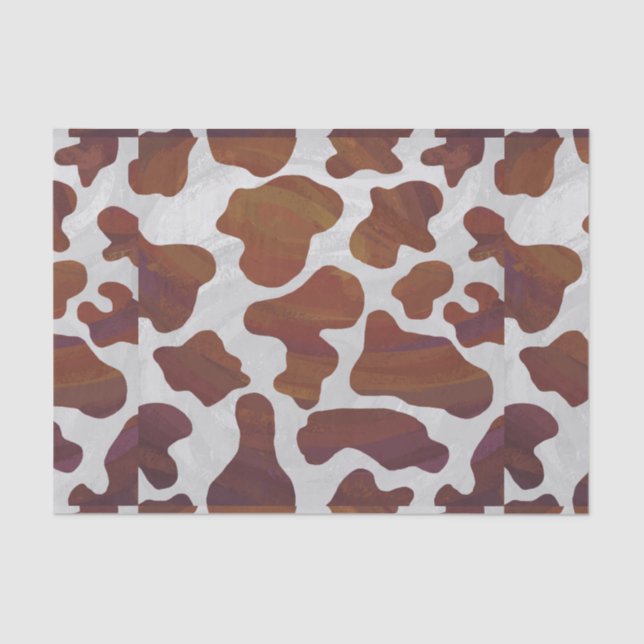 Papel De Seda Impresión de vaca marrón y blanco (Anverso)