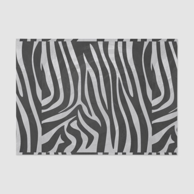 Papel De Seda Impresión de zebra negra y gris claro (Anverso)