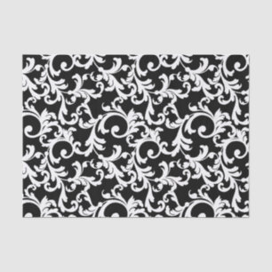 Papel De Seda Impresión elegante negra del damasco