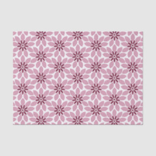 Papel De Seda Impresión en bloque Flores de mosaico rosado rojo