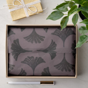 Papel De Seda Impresión en bloque patrón Gingko - uva polvorient