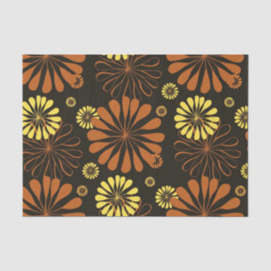 Papel De Seda Impresión floral amarilla y retro de cobre en marr