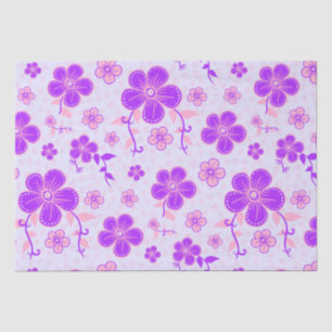 Papel De Seda Impresión floral de bonito morado y rosa en lavand