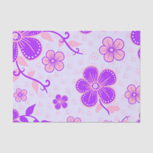 Papel De Seda Impresión floral de bonito morado y rosa en lavand
