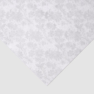 Papel De Seda Impresión floral de damasco blanco bonito