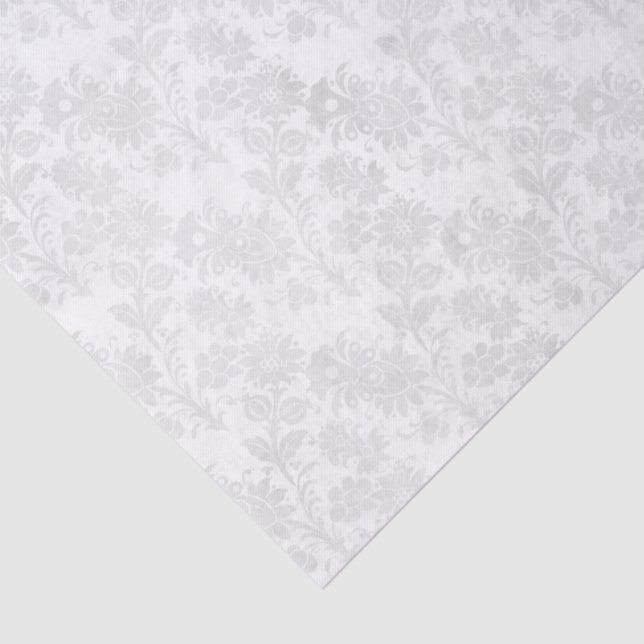 Papel De Seda Impresión floral de damasco blanco bonito (Detalle)