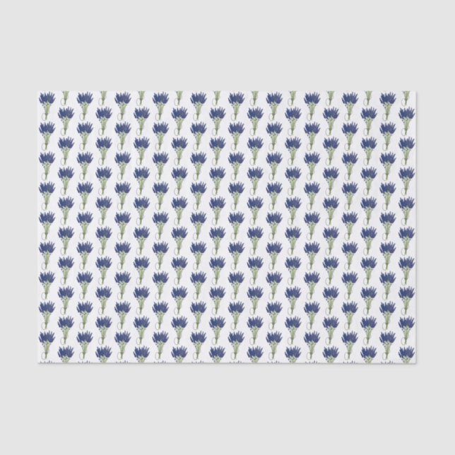 Papel De Seda Impresión floral de flores púrpuras de lavanda (Anverso)