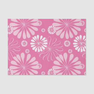Papel De Seda Impresión floral retro rosa y blanco