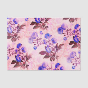 Papel De Seda Impresión floral rosa con bonito púrpura