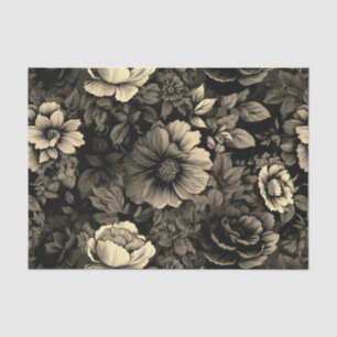 Papel De Seda Impresión floral Sepia Tone Vintage